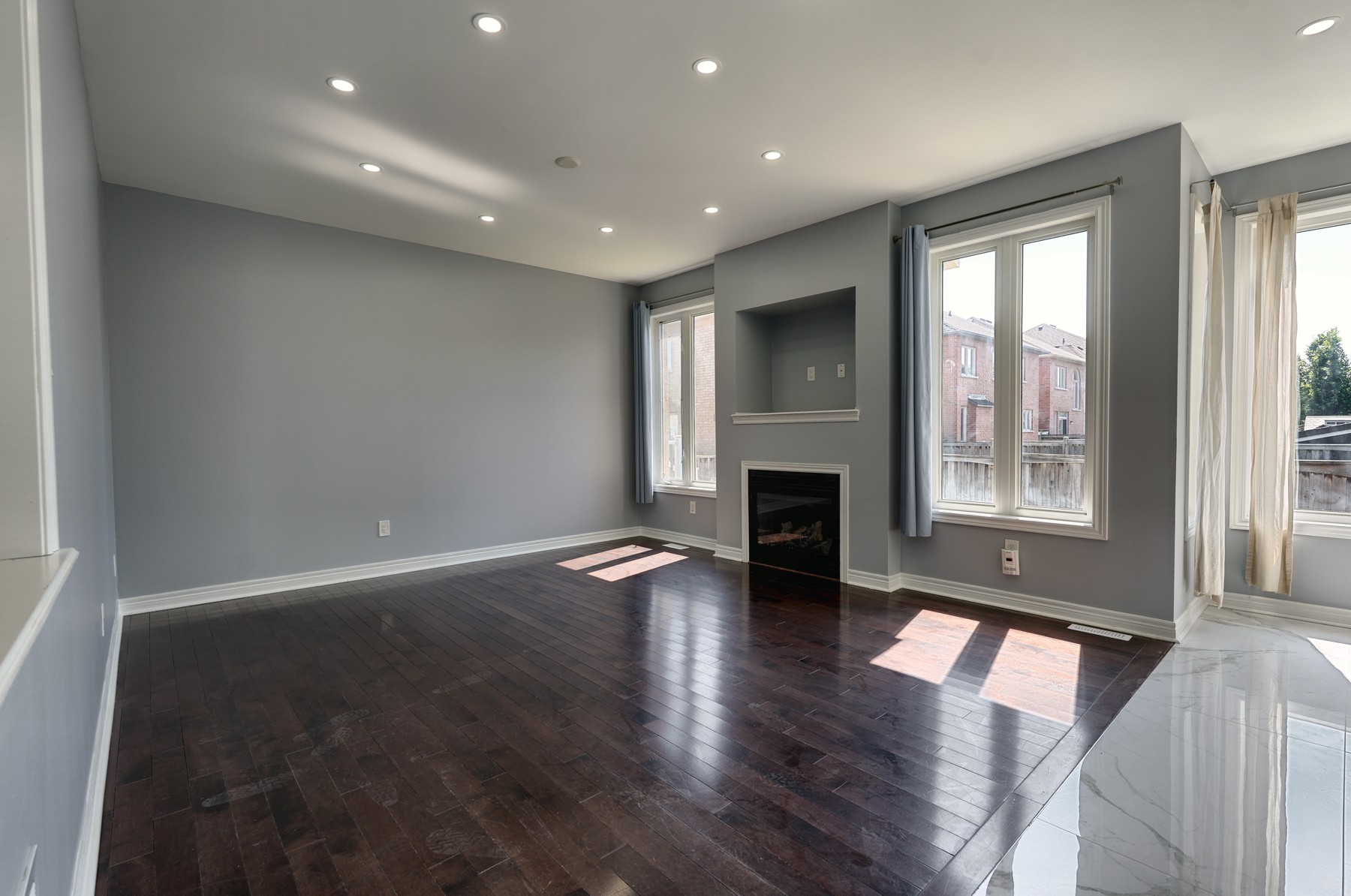 Living room and fireplace